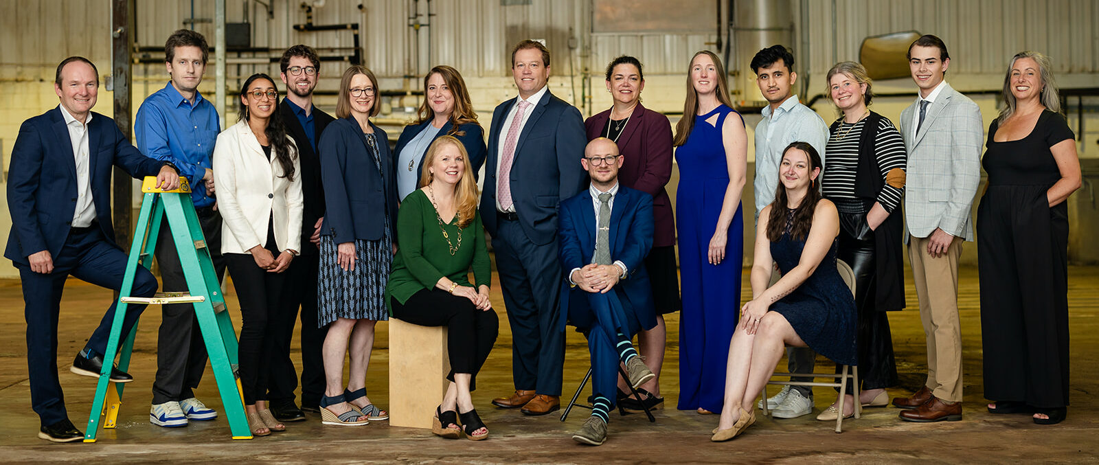 A group of business people smiling